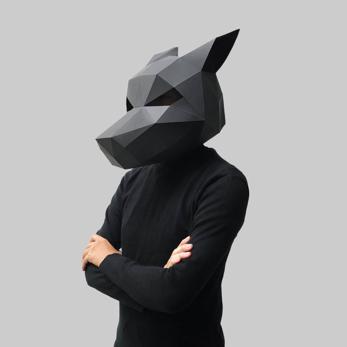 تصویر ماسک صورت اوریگامی مدل گرگ 