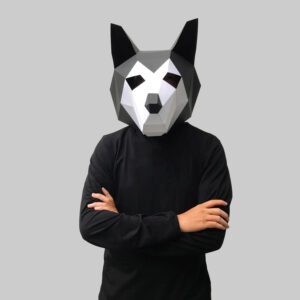 ماسک صورت اوریگامی مدل سگ هاسکی