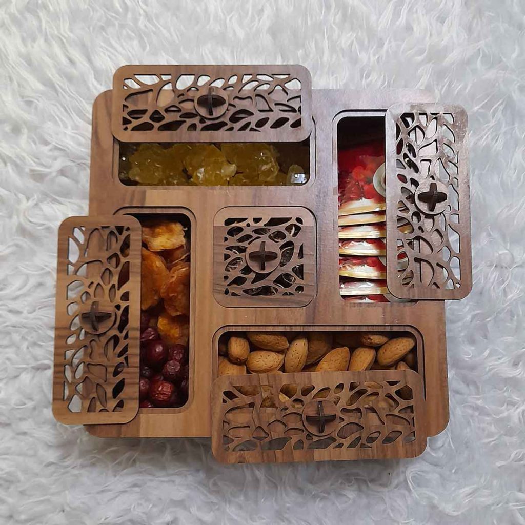 جعبه پذیرایی دمنوش و چایی چوبی مدل آوا