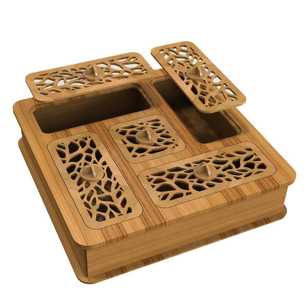 جعبه پذیرایی دمنوش و چایی چوبی مدل آوا