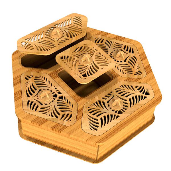 جعبه پذیرایی دمنوش و چایی چوبی مدل لیان