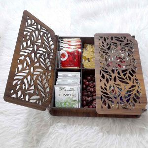 جعبه پذیرایی دمنوش و چایی چوبی مدل نواز