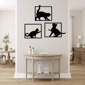 تابلو دیواری سه تکه گربه